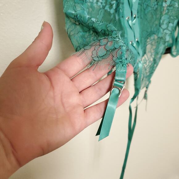 NWT DREAMGIRL Teal Lace Lingerie - Picture 3 of 9